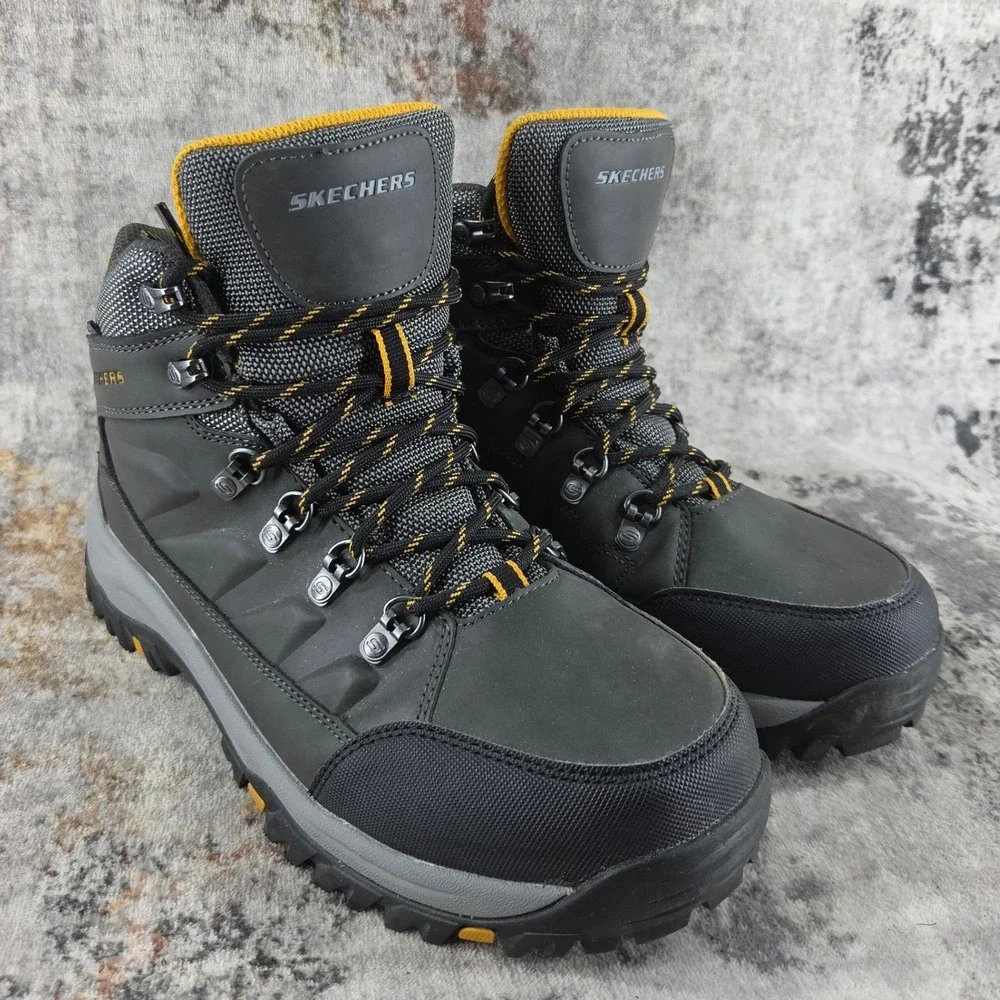 Skechers Hiking Boots Mens 8.5 Black Relaxed Fit Relment Daggett Outdoor Trail
